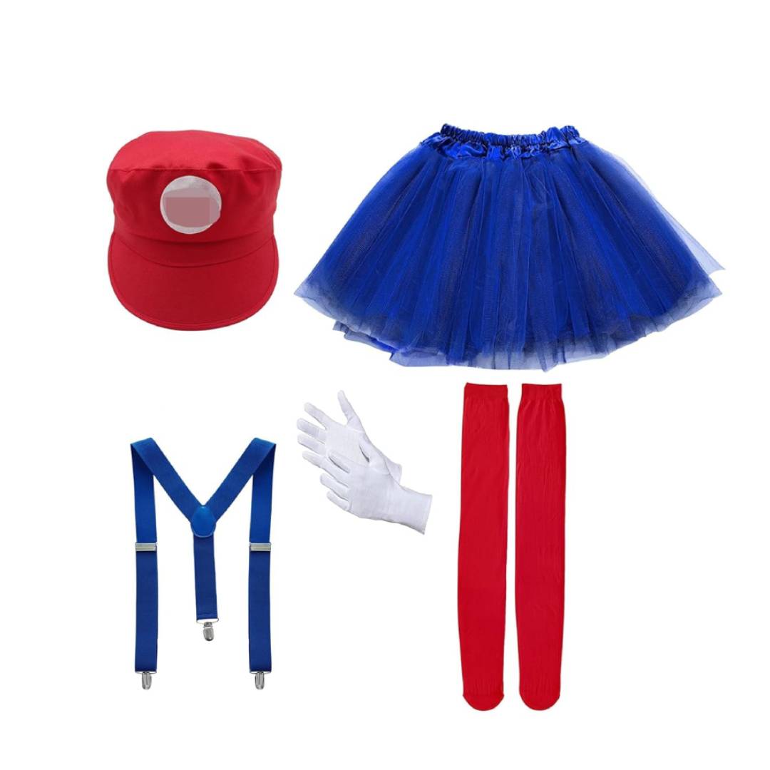 Disfraz de Fontanera para Mujer Pack Completo con Tutú, Gorra y Medias - Ideal Carnaval, Halloween y Cosplay Temático