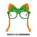 Lentes de San Patricio con Trenzas y Moño – Pack x12 Unidades – Gafas de Fiesta Temática Verde para Grupos, Colegios y Eventos B2B – Accesorios Photocall Divertidos.