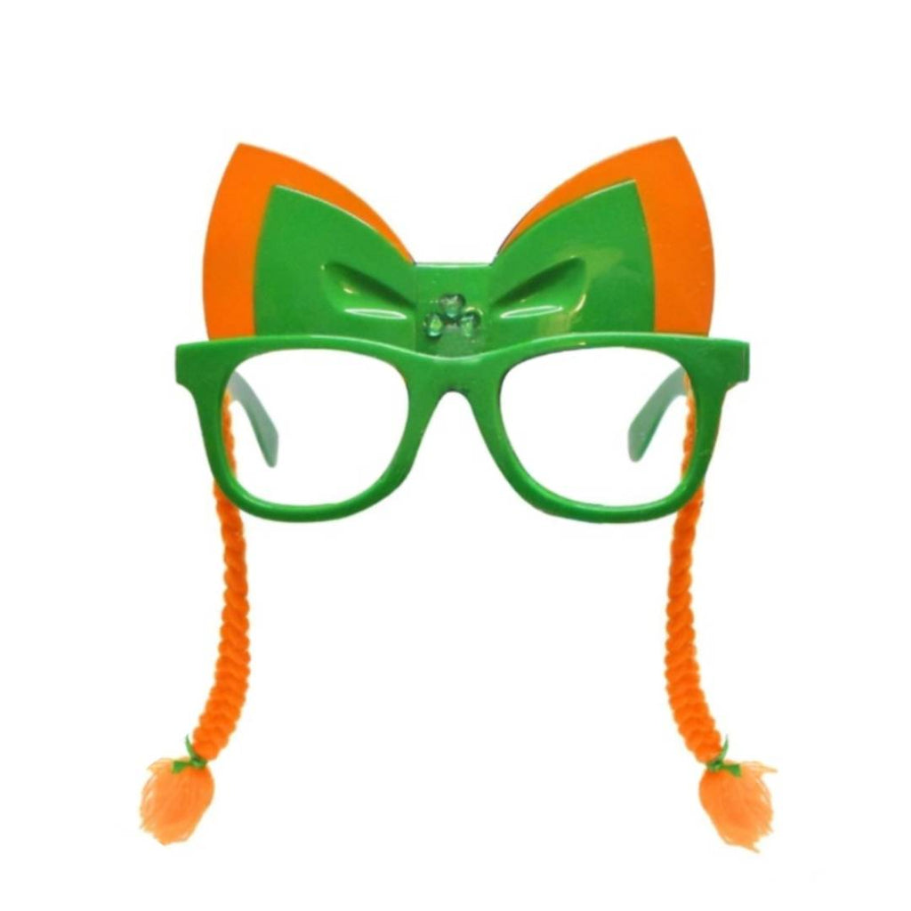 Lentes de San Patricio con Trenzas y Moño – Pack x12 Unidades – Gafas de Fiesta Temática Verde para Grupos, Colegios y Eventos B2B – Accesorios Photocall Divertidos.