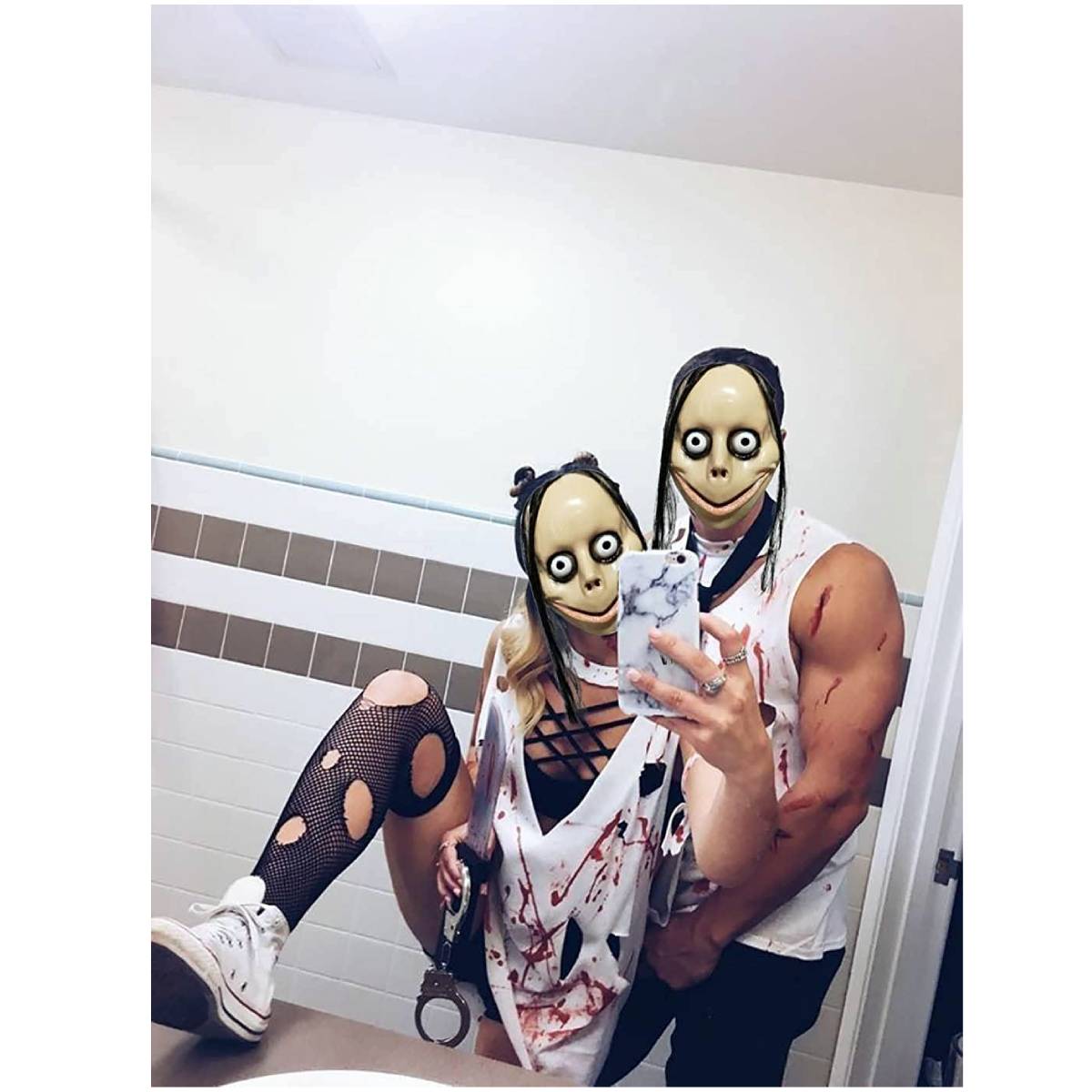 Pack 12 Máscaras de Terror para Disfraz - Caretas de Miedo Realistas con Pelo, Talla Única Adulto - Lote para Fiestas, Halloween, Carnaval y Eventos - Material Resistente y Ajustable