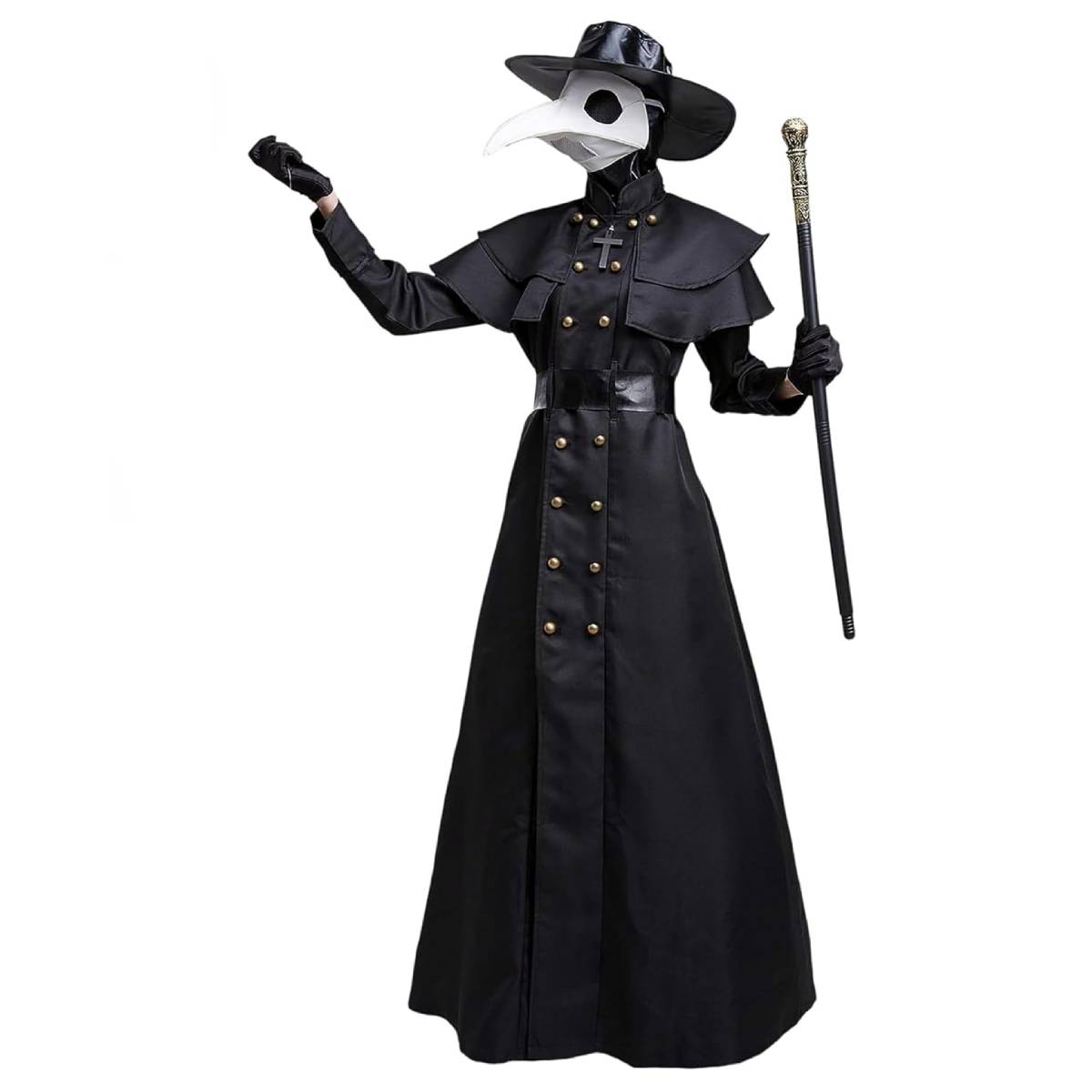 Disfraz de Médico de la Peste Negra para Adulto: Traje Medieval Steampunk con Máscara de Pájaro y Sombrero Largo