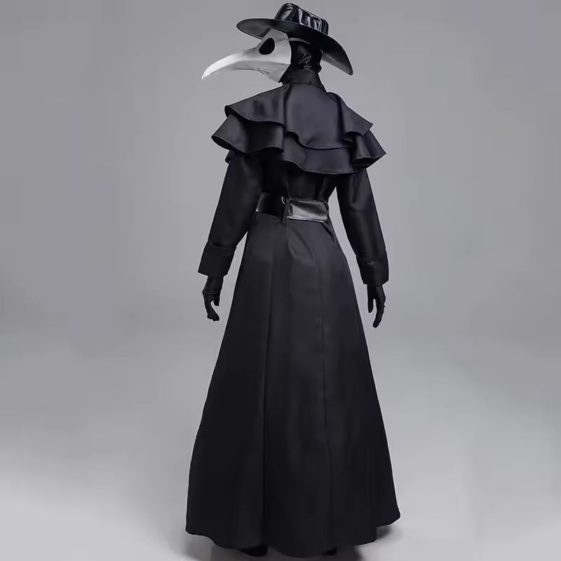 Disfraz de Médico de la Peste Negra para Adulto: Traje Medieval Steampunk con Máscara de Pájaro y Sombrero Largo