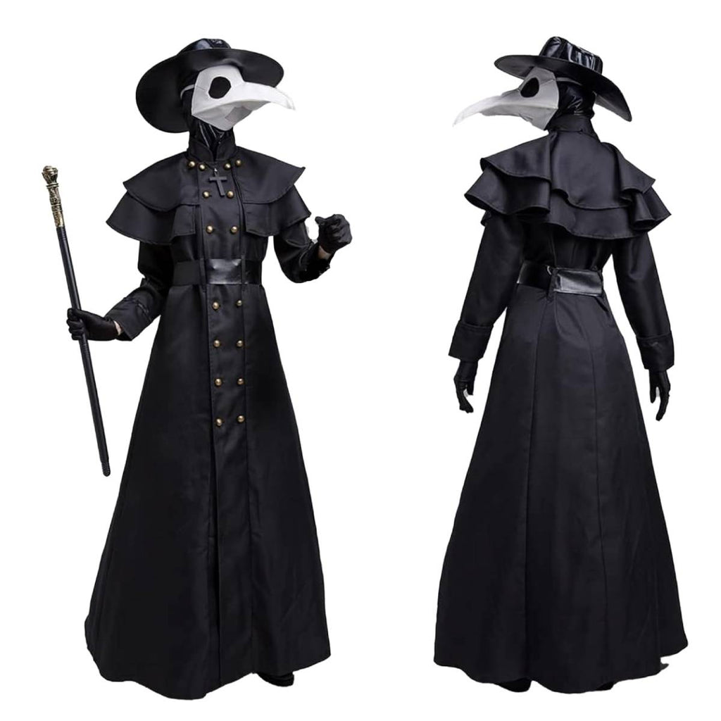 Disfraz de Médico de la Peste Negra para Adulto: Traje Medieval Steampunk con Máscara de Pájaro y Sombrero Largo