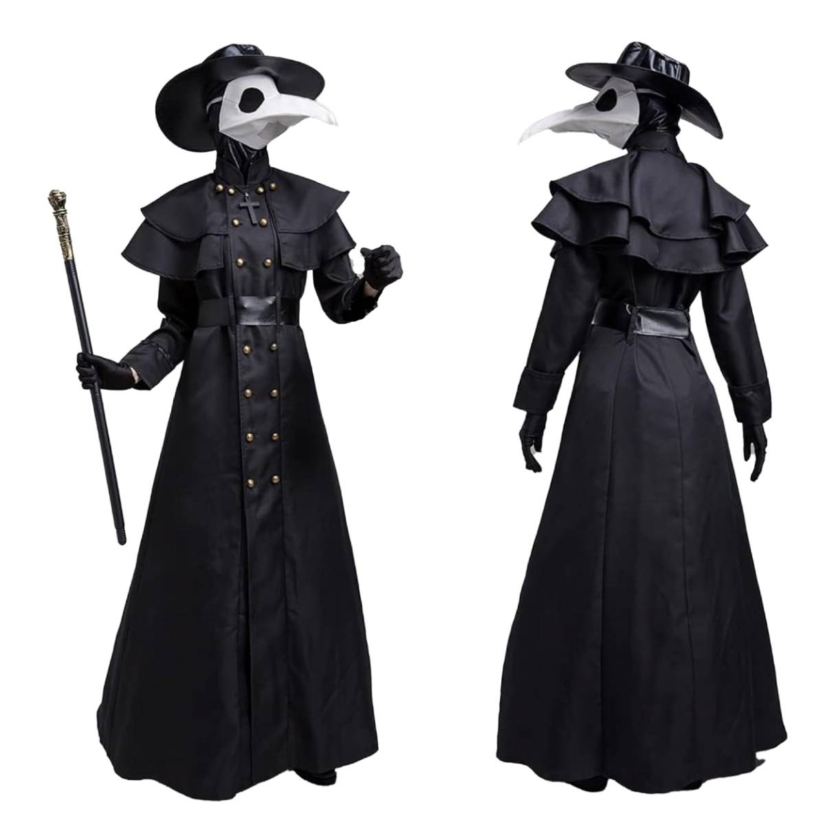 Disfraz de Médico de la Peste Negra para Adulto: Traje Medieval Steampunk con Máscara de Pájaro y Sombrero Largo