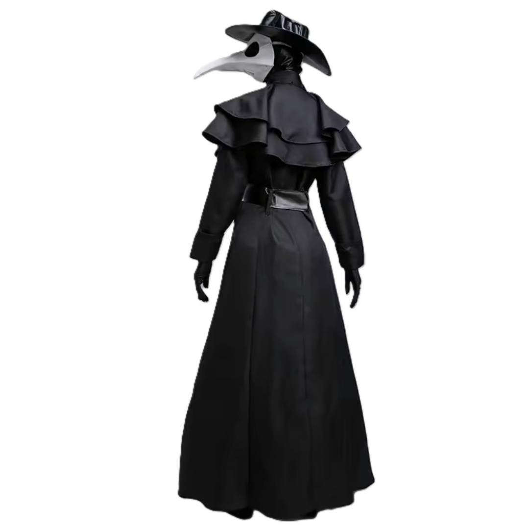 Disfraz de Médico de la Peste Negra para Adulto: Traje Medieval Steampunk con Máscara de Pájaro y Sombrero Largo