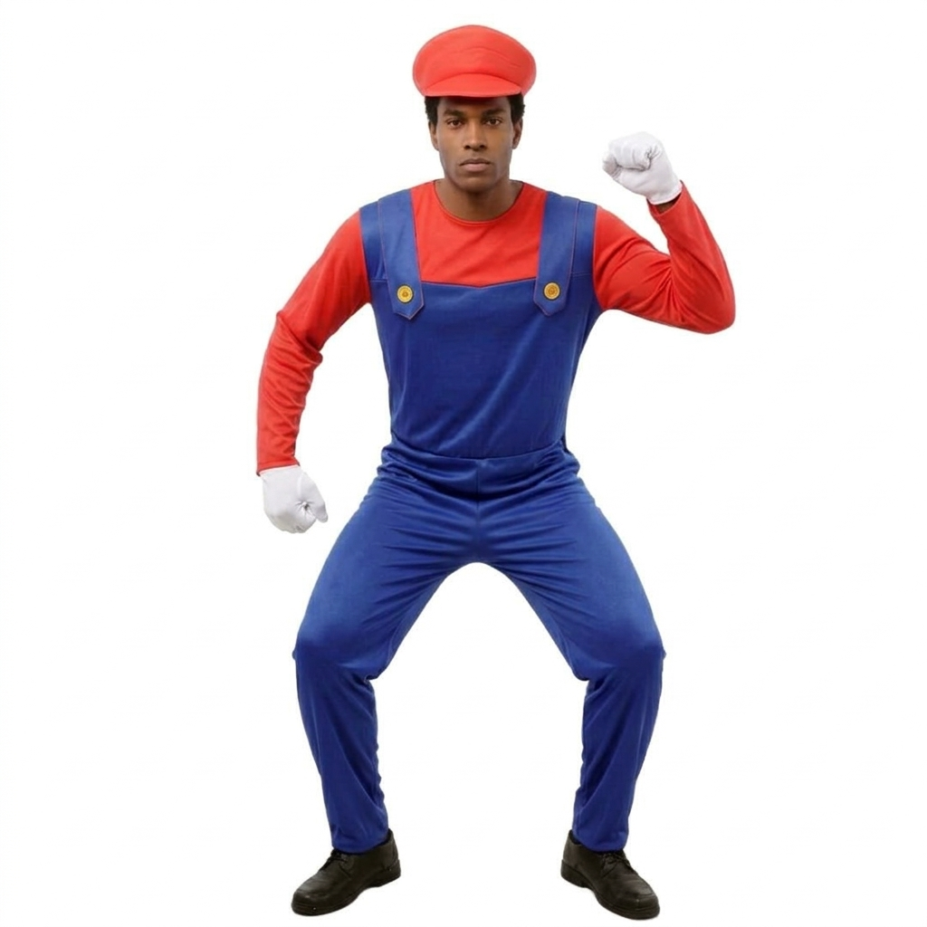 Disfraz de Fontanero Clásico para Adulto - Mono Azul con Gorra y Guantes | Ideal Carnaval, Halloween y Cosplay - Tallas S-XL