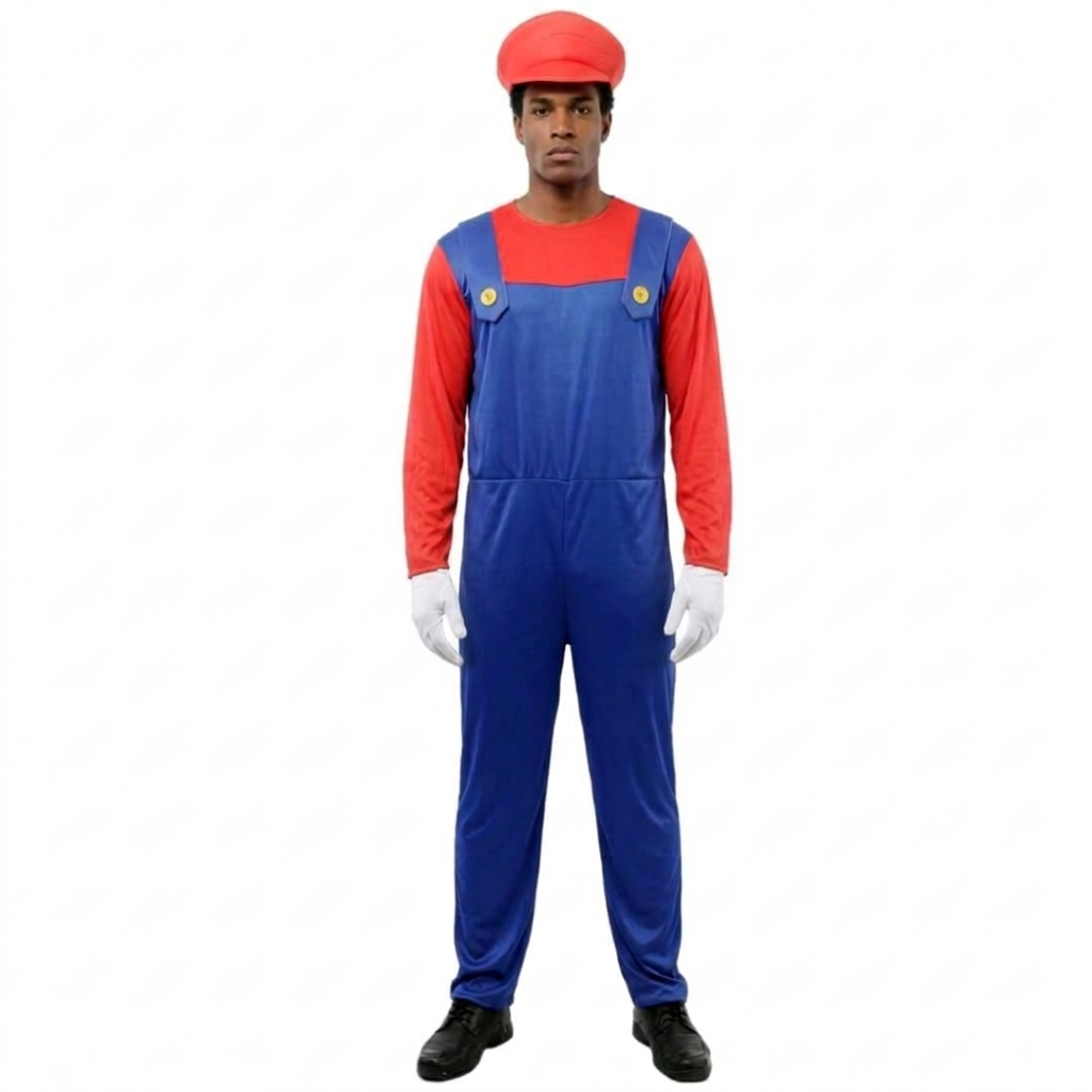 Disfraz de Fontanero Clásico para Adulto - Mono Azul con Gorra y Guantes | Ideal Carnaval, Halloween y Cosplay - Tallas S-XL