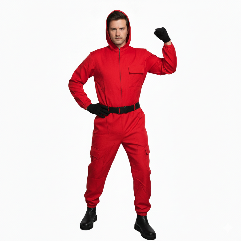 Disfraz Guardián Soldado Rojo Adulto - Mono con Capucha y Máscara Cuadro | Carnaval y Fiestas Halloween | Talla M-L-XL