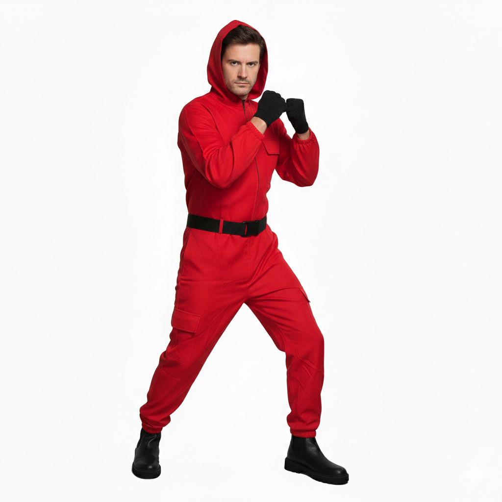 Disfraz Guardián Soldado Rojo Adulto - Mono con Capucha y Máscara Cuadro | Carnaval y Fiestas Halloween | Talla M-L-XL