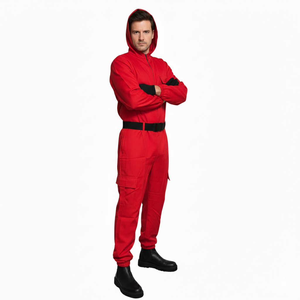 Disfraz Guardián Soldado Rojo Adulto - Mono con Capucha y Máscara Cuadro | Carnaval y Fiestas Halloween | Talla M-L-XL