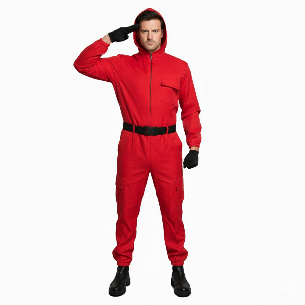 Disfraz Guardián Soldado Rojo Adulto - Mono con Capucha y Máscara Cuadro | Carnaval y Fiestas Halloween | Talla M-L-XL