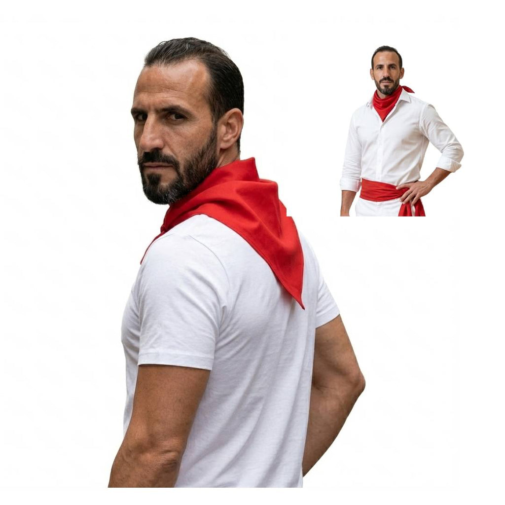 Pack 12 Pañuelos Rojos San Fermín (54x52cm) | Bandana Lisa para Peñas, Corredores y Carnaval | Lote Tradicional Multiusos