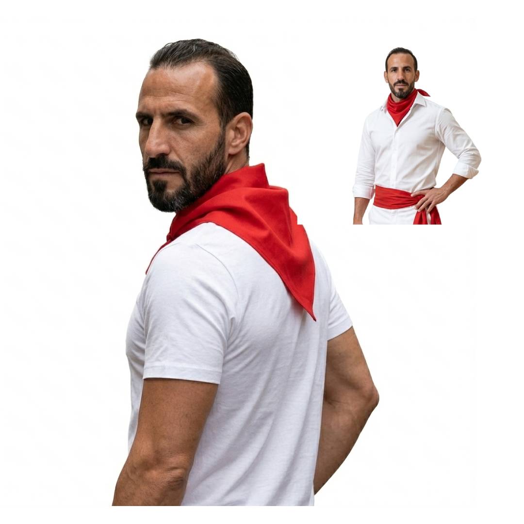Pack 12 Pañuelos Rojos San Fermín (54x52cm) | Bandana Lisa para Peñas, Corredores y Carnaval | Lote Tradicional Multiusos