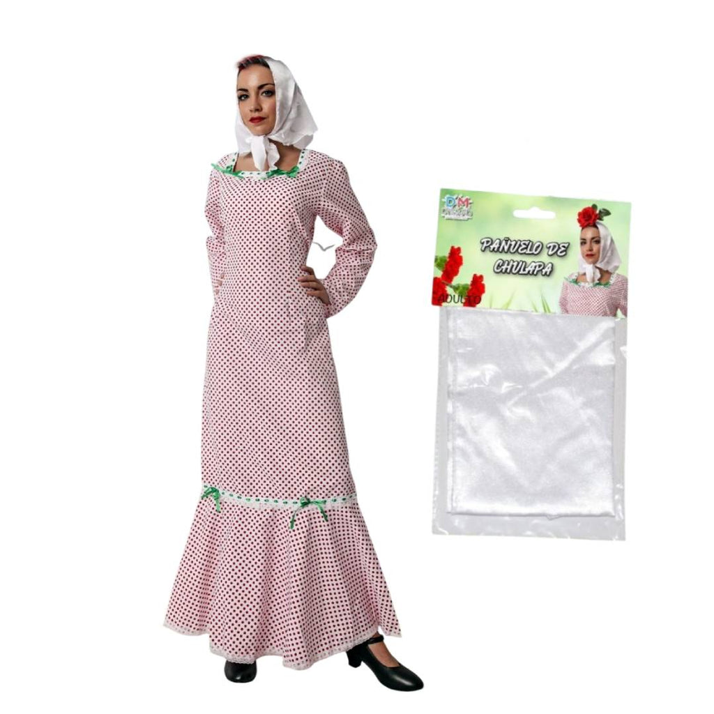 Lote 24 Accesorios Disfraz Chulapa: 12 Pañuelos Blancos + 12 Claveles (Rojo/Rosa/Blanco) para Mujer Adulto. Pack Ahorro Fiesta Temática.