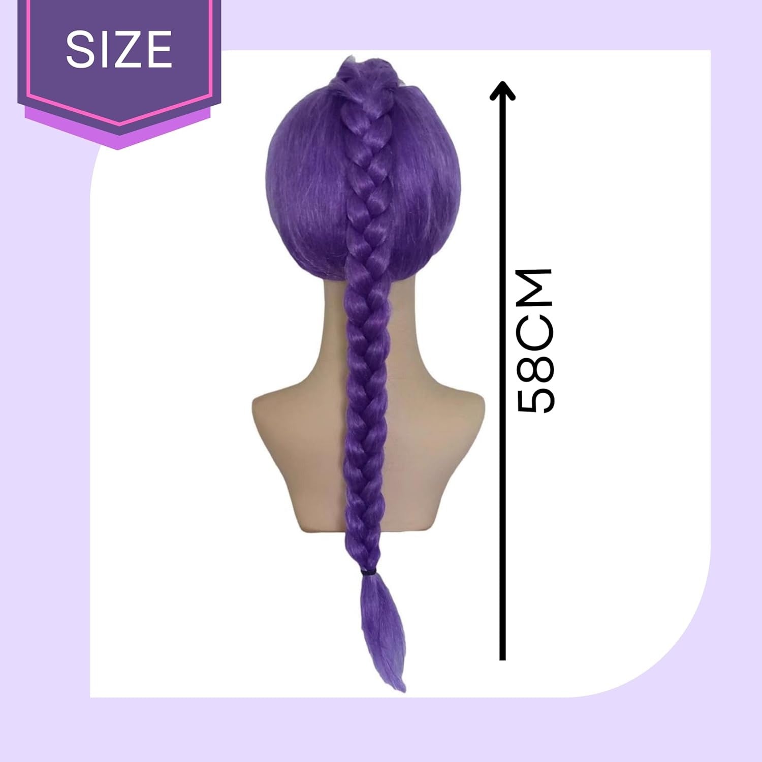 Peluca Morada Larga con Trenza K-pop para Mujer | Estilo coreano musical asiática