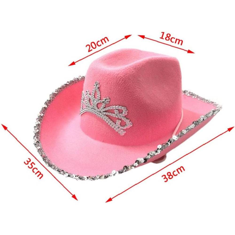 Set de Vaquera Rosa Premium: Sombrero de Cowgirl con Tiara, Gafas de Sol de Brillo y Bandana Paisley - Kit Completo para Disfraz de Carnaval, Halloween y Despedidas de Soltera