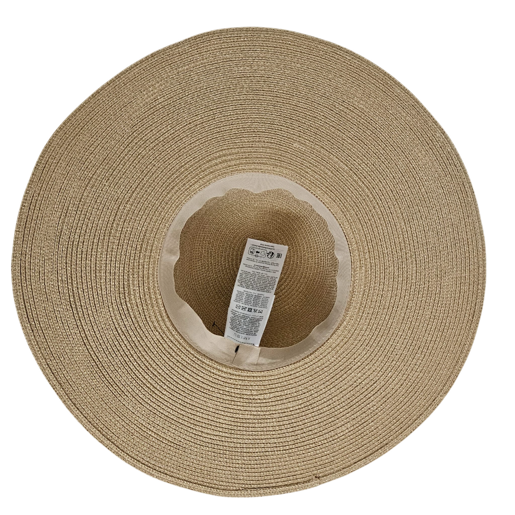 Pamela de Paja Elegante Mujer Ala Ancha 13cm, Sombrero Sol Playa y Eventos, Calidad Premium Talla Única Ajustable