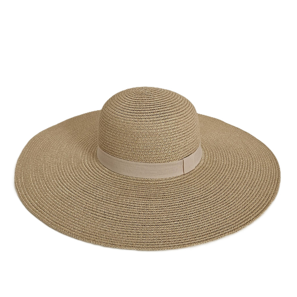Pamela de Paja Elegante Mujer Ala Ancha 13cm, Sombrero Sol Playa y Eventos, Calidad Premium Talla Única Ajustable