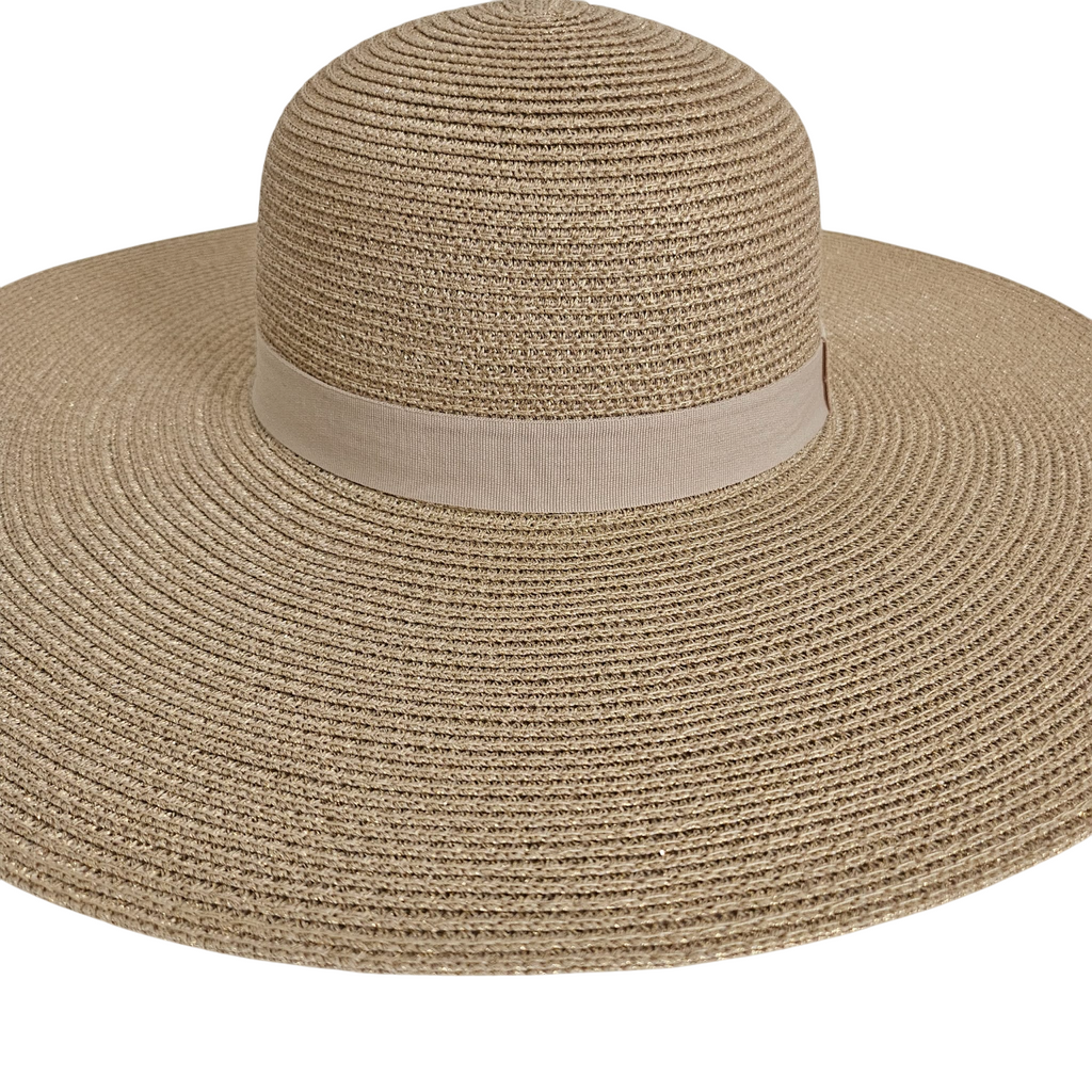 Pamela de Paja Elegante Mujer Ala Ancha 13cm, Sombrero Sol Playa y Eventos, Calidad Premium Talla Única Ajustable