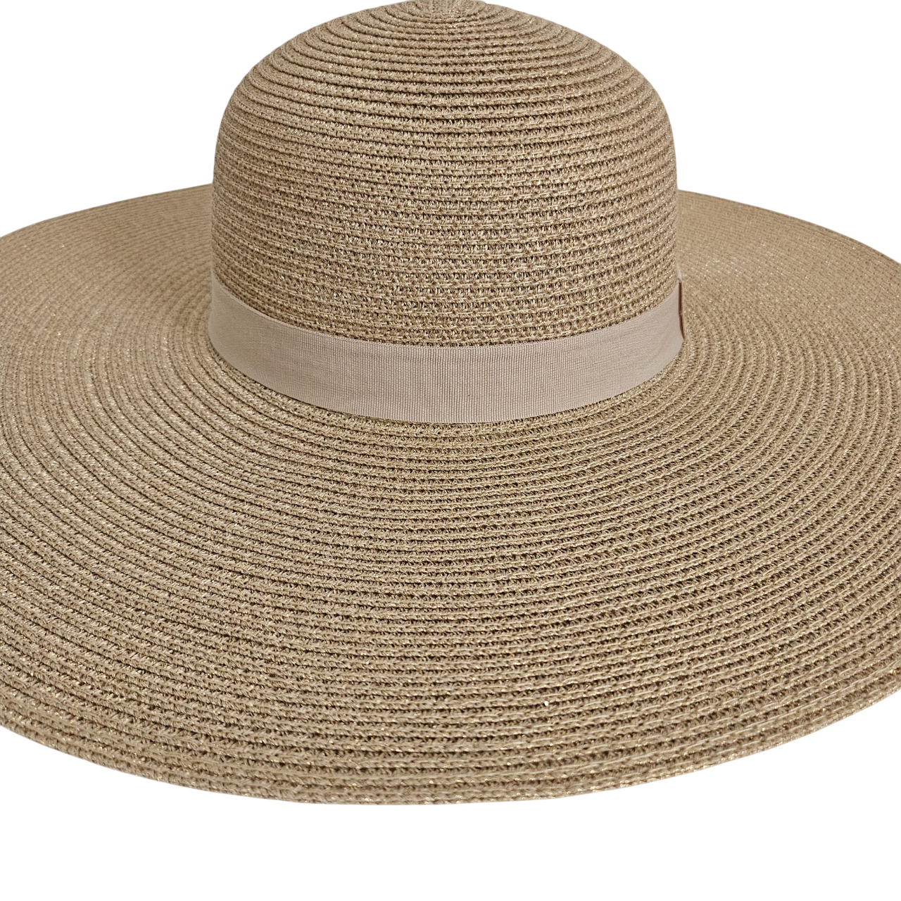 Pamela de Paja Elegante Mujer Ala Ancha 13cm, Sombrero Sol Playa y Eventos, Calidad Premium Talla Única Ajustable
