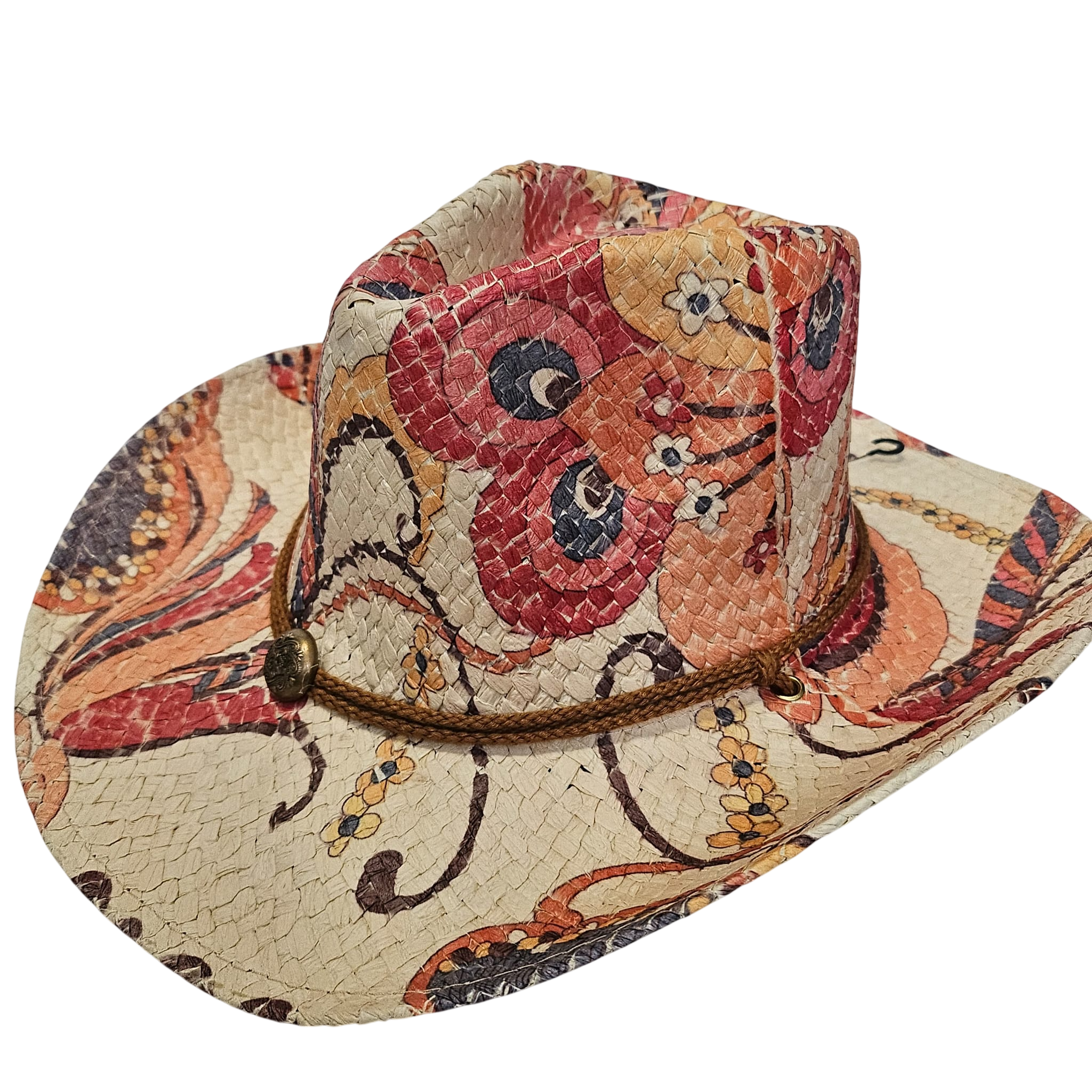 Sombrero Cowboy de Paja para Hombre y Mujer – Sombrero Vaquero de Papel 100% Trenzado, Fuerte y Resistente, Talla Única Ajustable (57-59cm) para Verano, Festivales y Playa – Estilo Western Boho