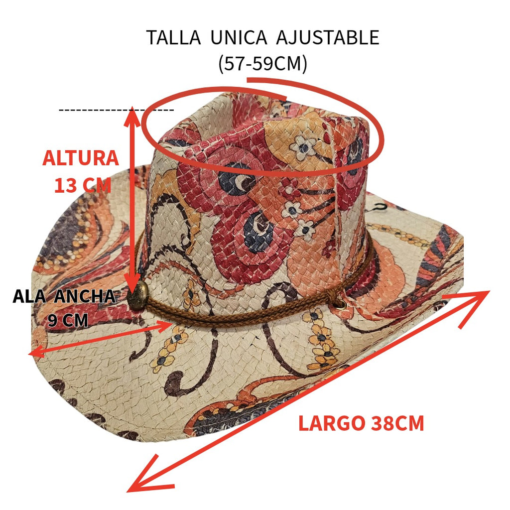Sombrero Cowboy de Paja para Hombre y Mujer – Sombrero Vaquero de Papel 100% Trenzado, Fuerte y Resistente, Talla Única Ajustable (57-59cm) para Verano, Festivales y Playa – Estilo Western Boho