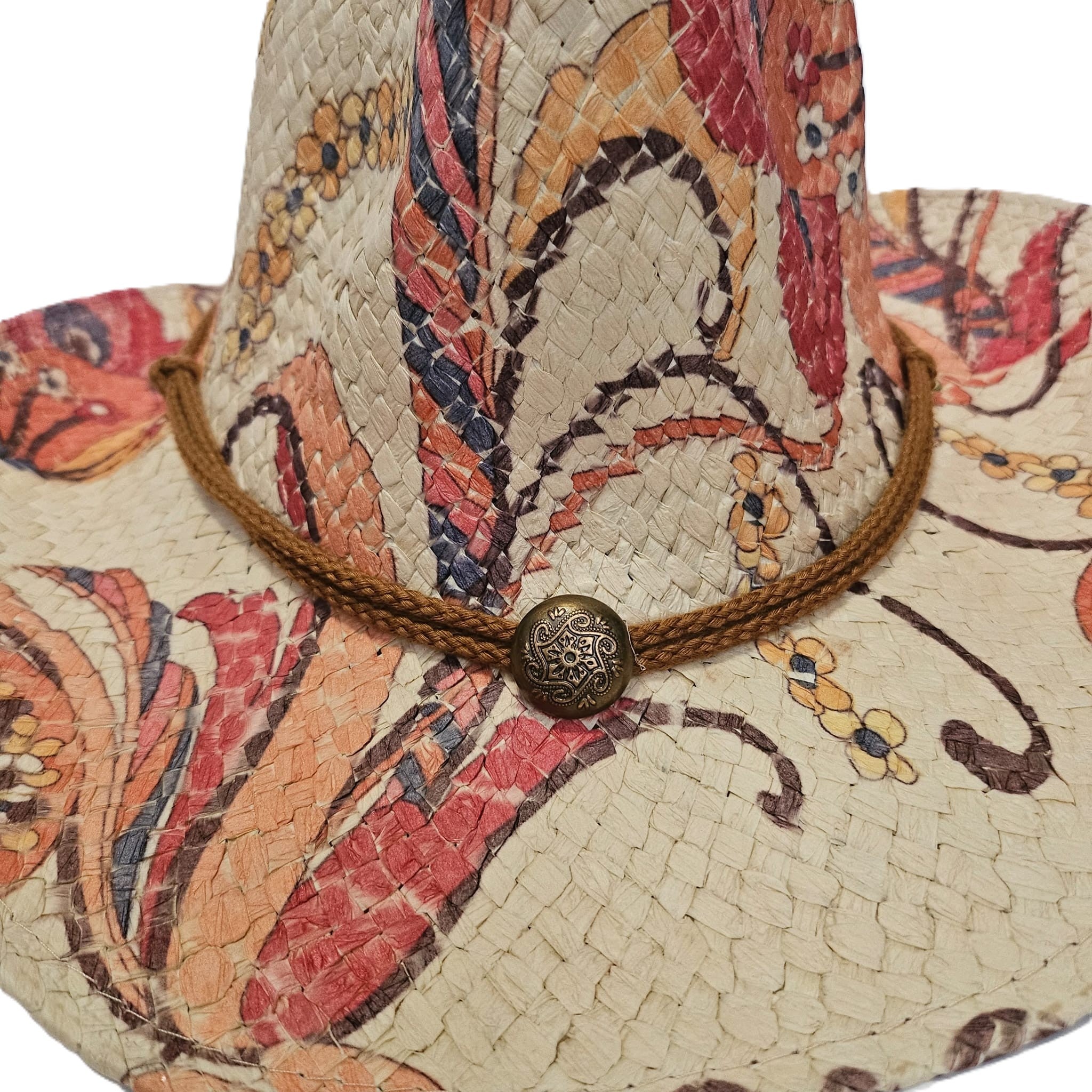 Sombrero Cowboy de Paja para Hombre y Mujer – Sombrero Vaquero de Papel 100% Trenzado, Fuerte y Resistente, Talla Única Ajustable (57-59cm) para Verano, Festivales y Playa – Estilo Western Boho