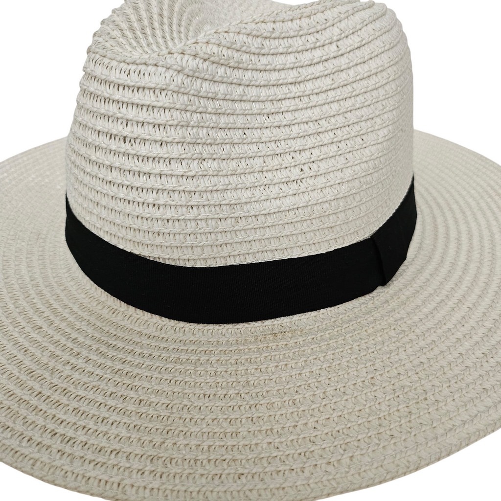 Sombrero de Paja de Papel para Hombre y Mujer – Sombrero Panamá de Sol Unisex Talla Única Adulto (56-57cm), Ala Ancha 7cm y Copa 11cm, Suave, Ligero y Resistente, Ideal para Playa, Viajes y Verano