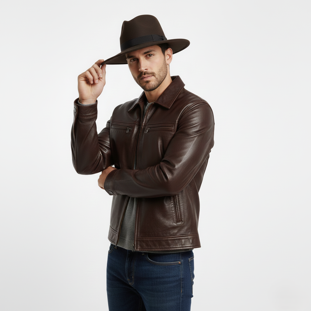 Sombrero Fedora de Ala Ancha Fieltro Marrón Estilo jazz, Panamá Clásico Unisex