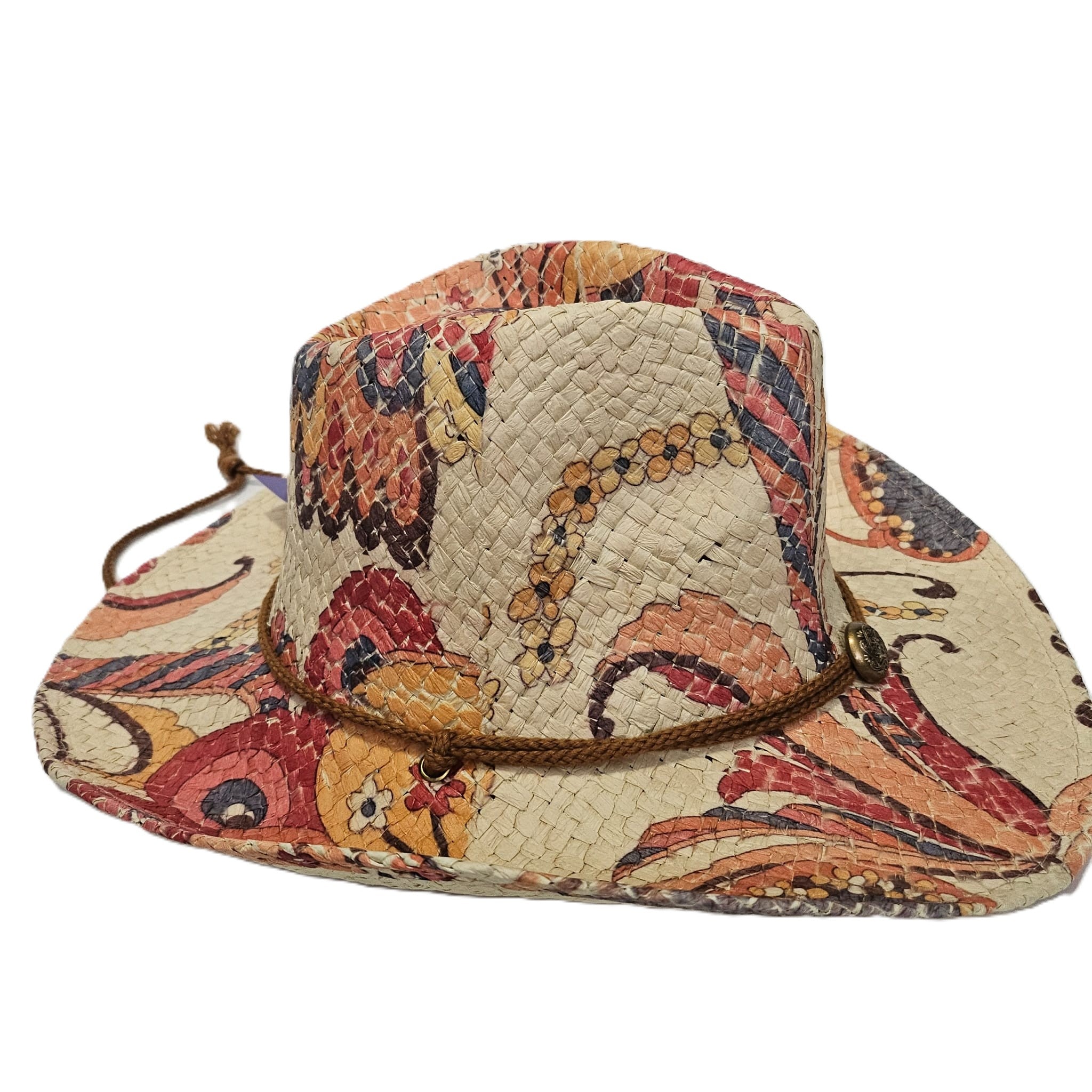 Sombrero Cowboy de Paja para Hombre y Mujer – Sombrero Vaquero de Papel 100% Trenzado, Fuerte y Resistente, Talla Única Ajustable (57-59cm) para Verano, Festivales y Playa – Estilo Western Boho