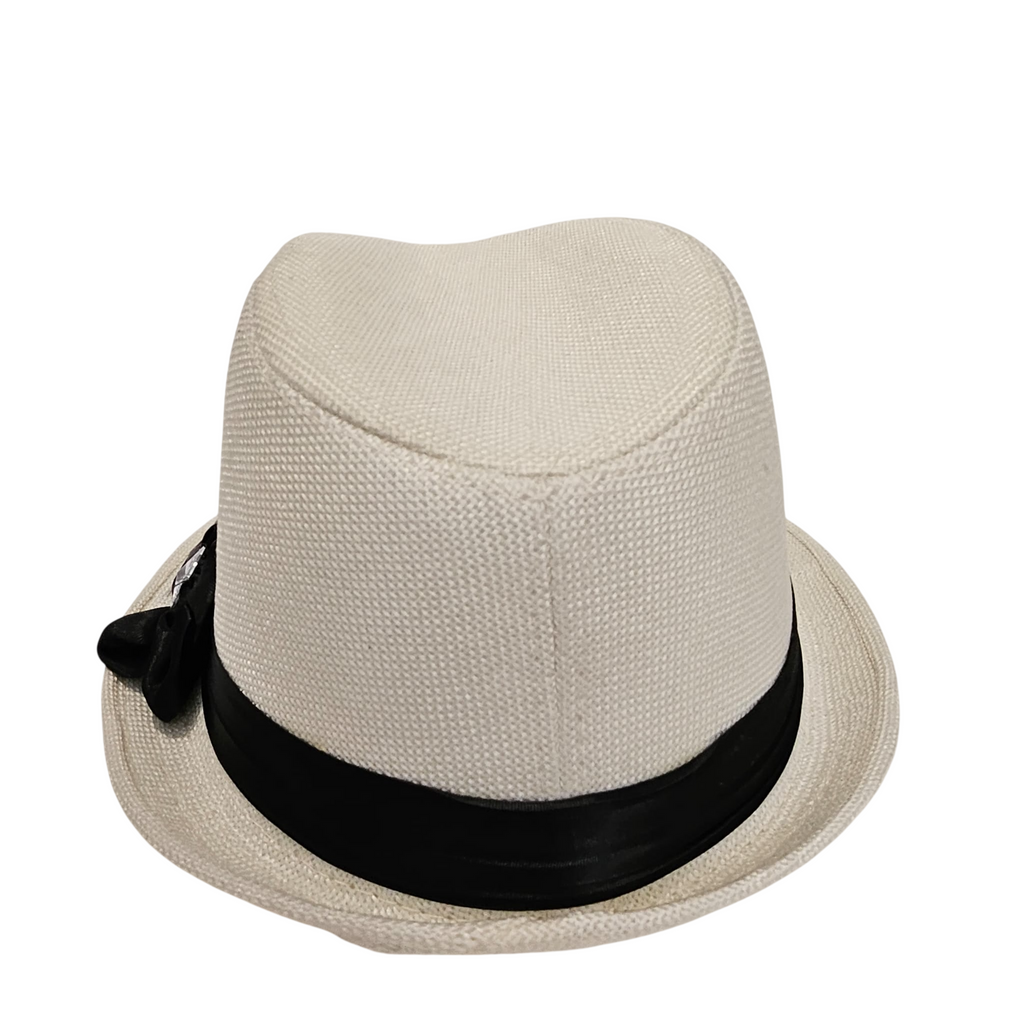 Sombrero de Paja de Verano para Mujer | Gorro de Sol Ala Corta Playa, Talla Única Ajustable (57-58cm) con Lazo Elegante y Pedrería - Blanco
