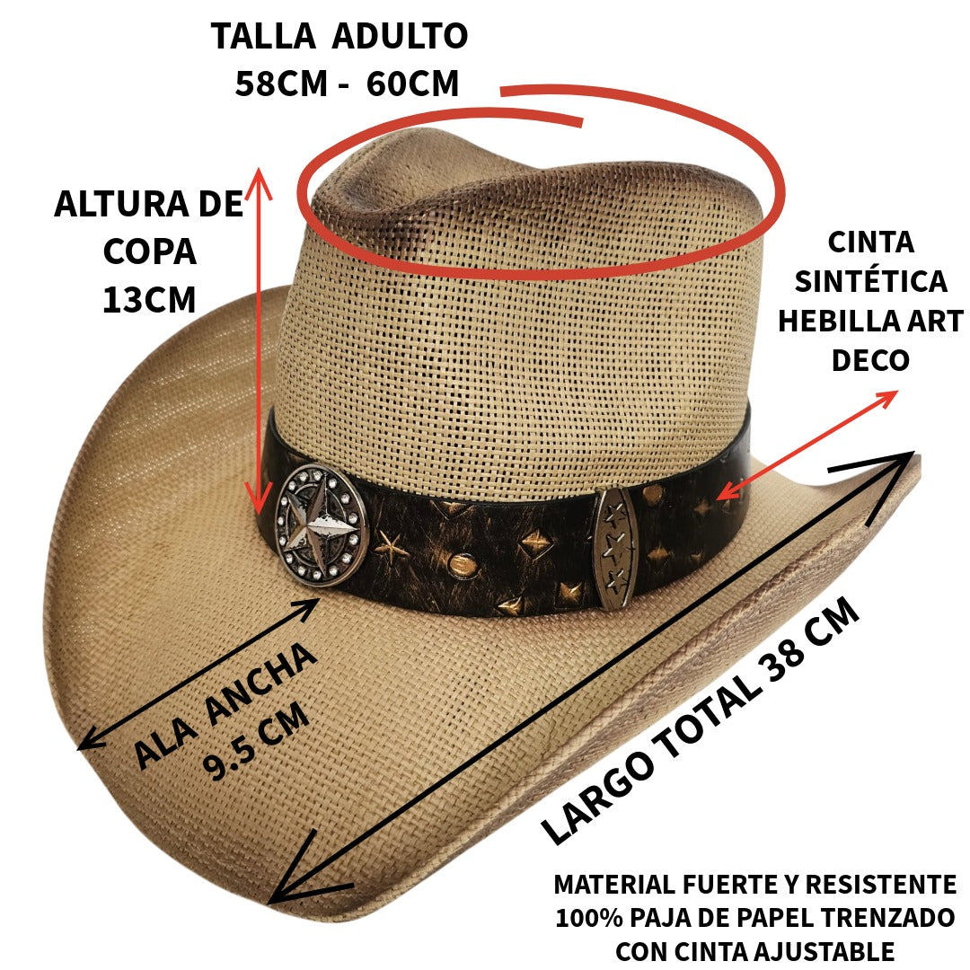 Sombrero Cowboy Vaquero Beige Clásico Tejano Norteño Estilo Western para Hombre Mujer