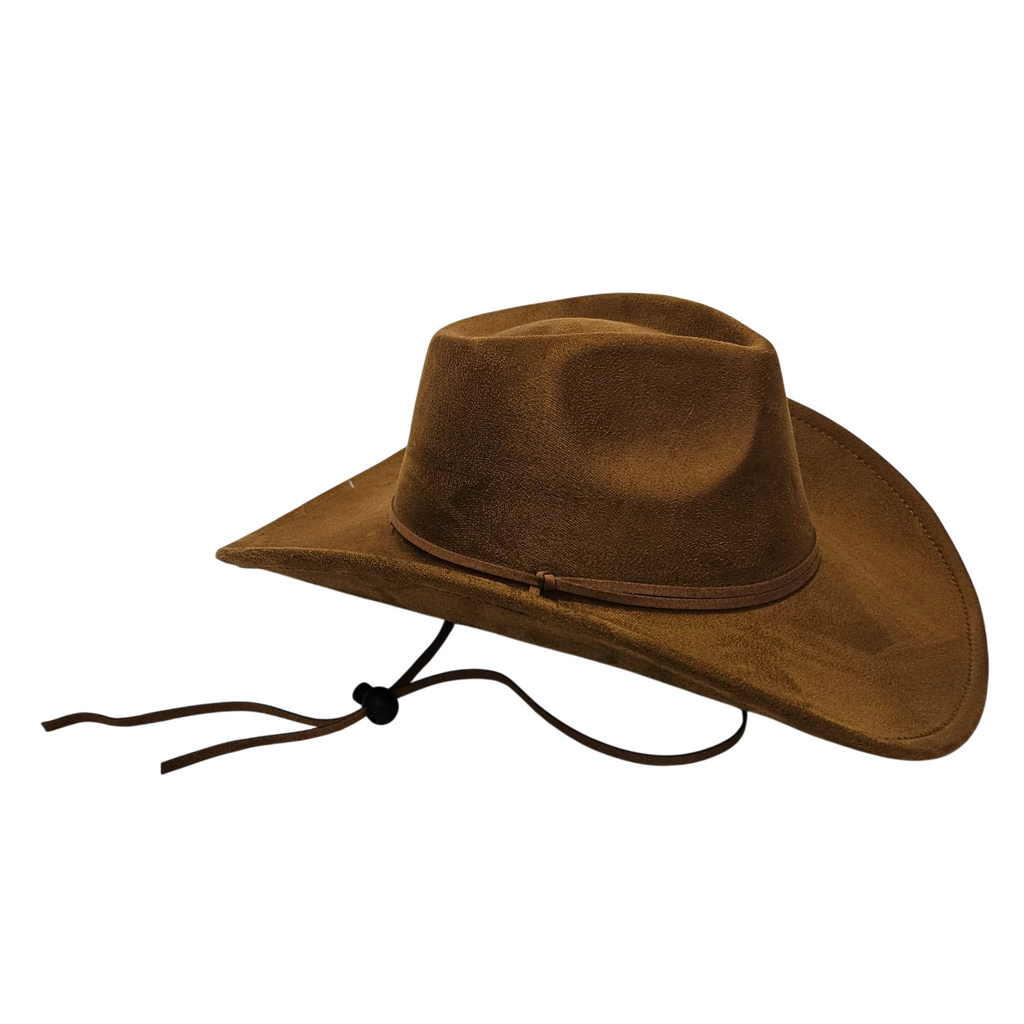 Sombrero Cowboy Adulto Hombre y Mujer - Sombrero Vaquero Ajustable (56-59cm) Gamuza Sintética Premium | Alternativa Resistente a Sombreros de Paja y Papel Trenzado - Ala Ancha 9.5cm, Estilo Western con Pluma de Plata Detalle Decorativo