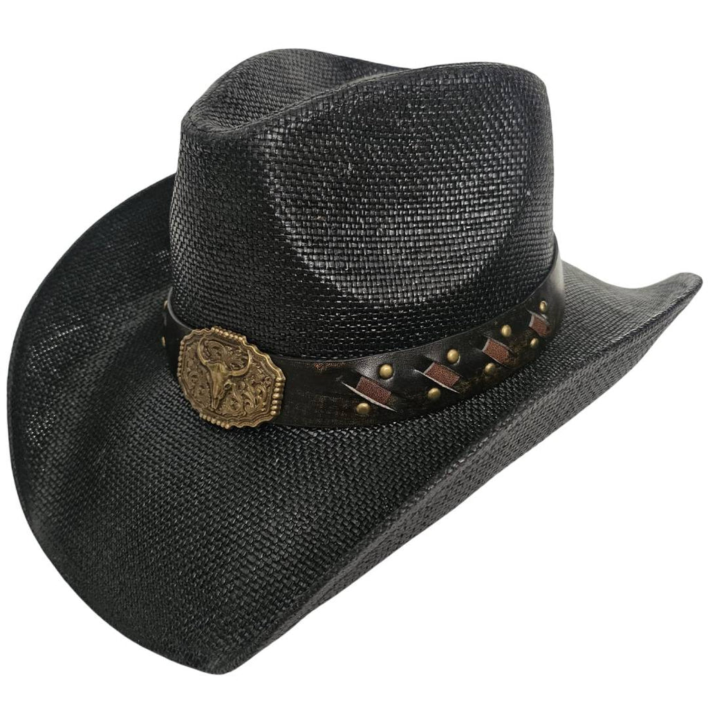 Sombrero Cowboy Negro Estilo Western – Vaquero con Hebilla de Lujo (Tallas 58-60cm)
