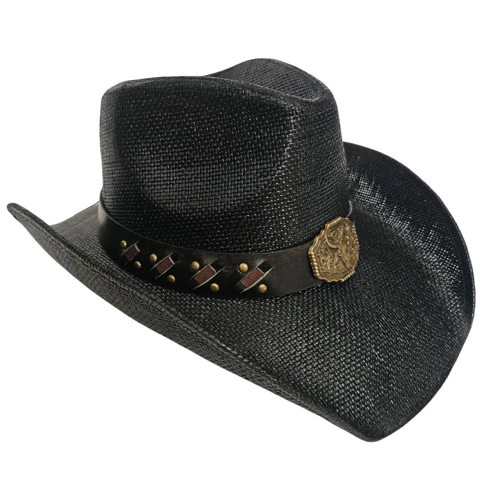 Sombrero Cowboy Negro Estilo Western – Vaquero con Hebilla de Lujo (Tallas 58-60cm)