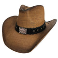Sombrero Cowboy Western Vintage – Paja Trenzada Vaquero con Hebilla de Lujo (Tallas 58-60cm)