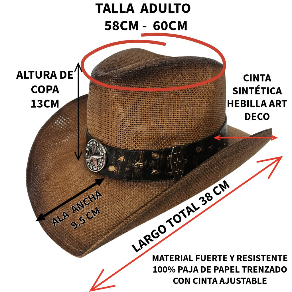 Sombrero Cowboy Marrón Vaquero Vintage de Lujo Original Tejano Norteño para Hombre Mujer