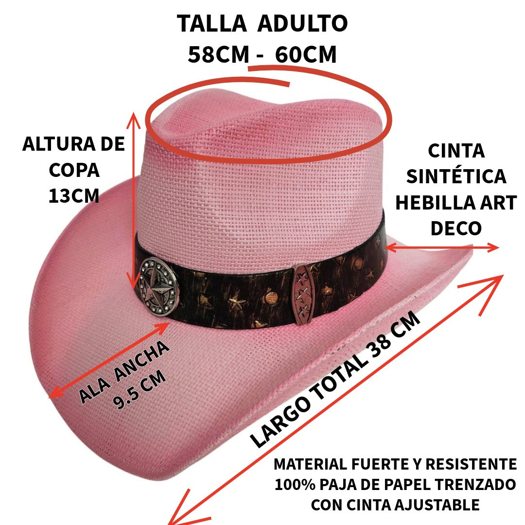 Sombrero cowboy Rosa Vintage de lujo Estilo Western Gorro Vaquero Tejano Norteño para Hombre Mujer