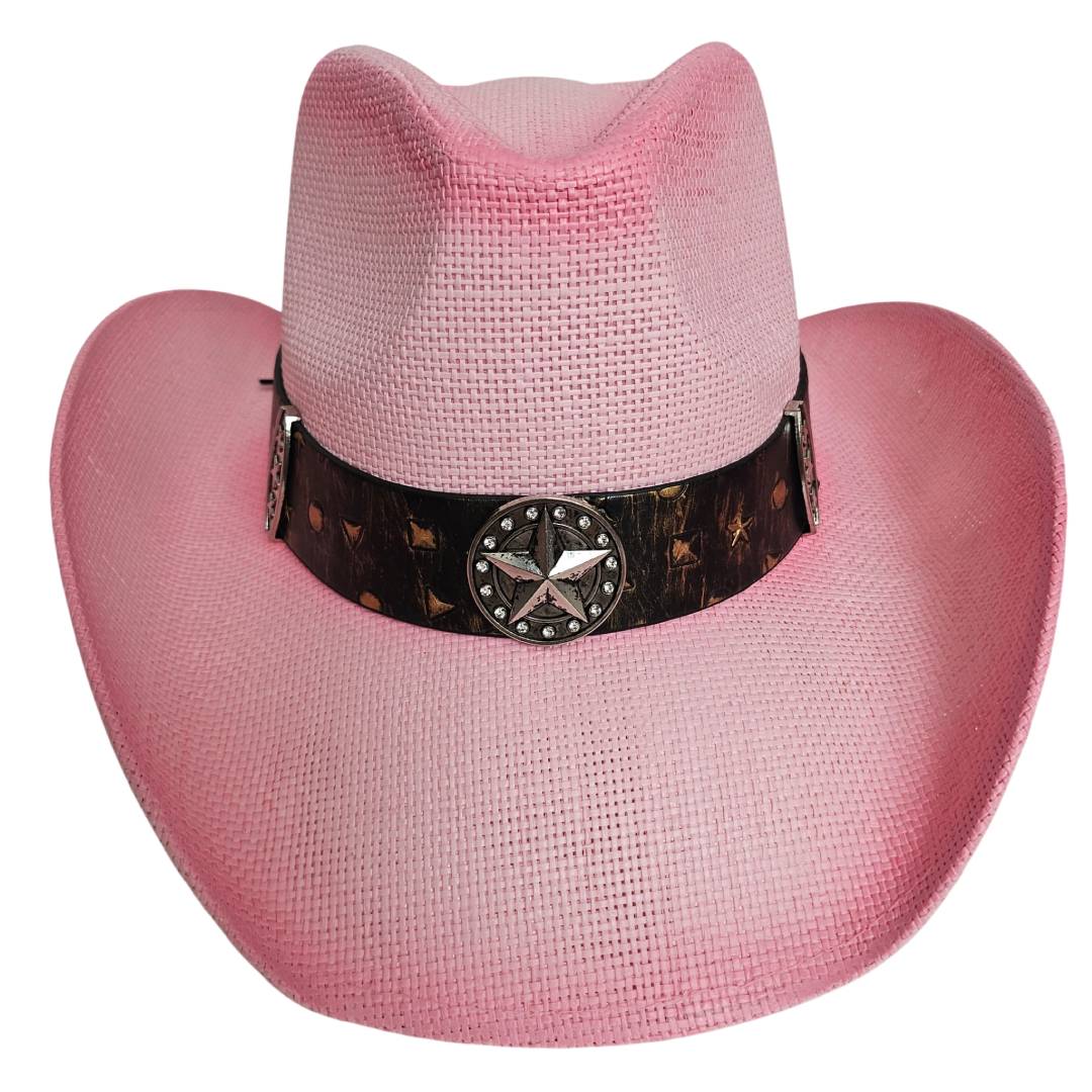 Sombrero cowboy Rosa Vintage de lujo Estilo Western Gorro Vaquero Tejano Norteño para Hombre Mujer