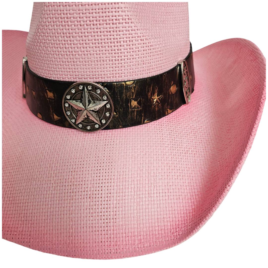 Sombrero cowboy Rosa Vintage de lujo Estilo Western Gorro Vaquero Tejano Norteño para Hombre Mujer