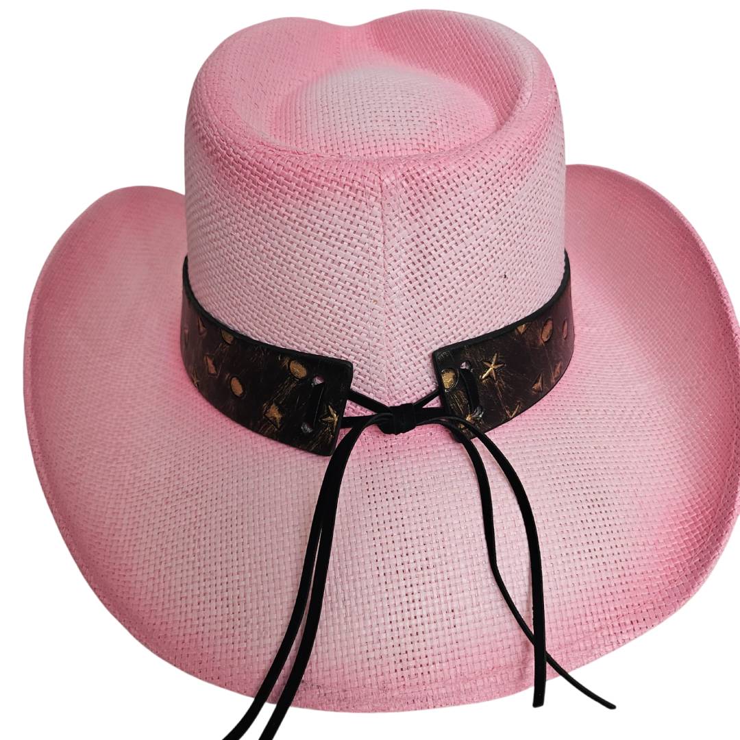 Sombrero cowboy Rosa Vintage de lujo Estilo Western Gorro Vaquero Tejano Norteño para Hombre Mujer