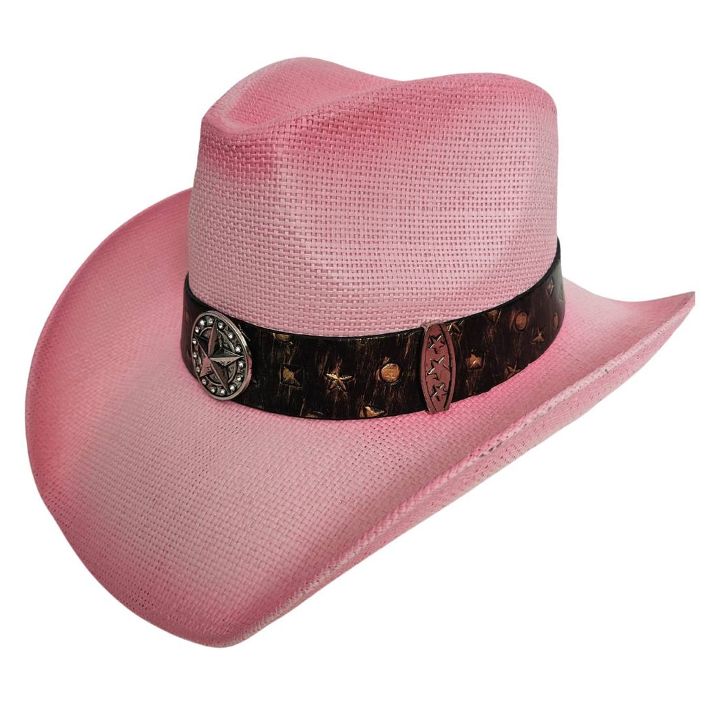 Sombrero cowboy Rosa Vintage de lujo Estilo Western Gorro Vaquero Tejano Norteño para Hombre Mujer
