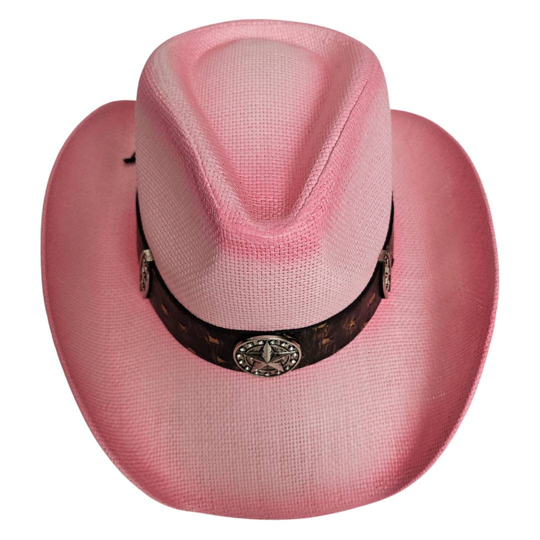 Sombrero cowboy Rosa Vintage de lujo Estilo Western Gorro Vaquero Tejano Norteño para Hombre Mujer