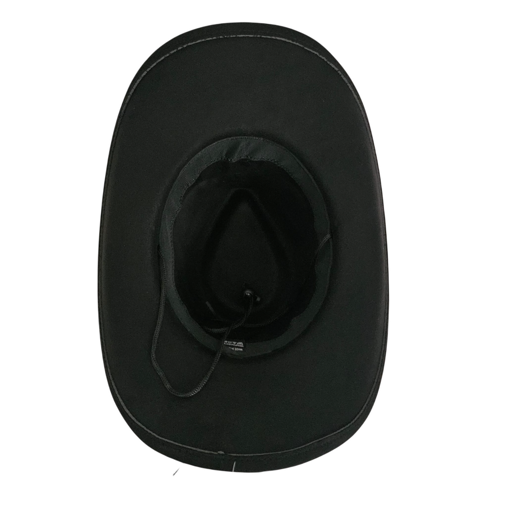 Sombrero Vaquero Estilo Western de Ala Ancha - Cowboy Negro Gamuza Sintética Talla única Ajustable para Adulto