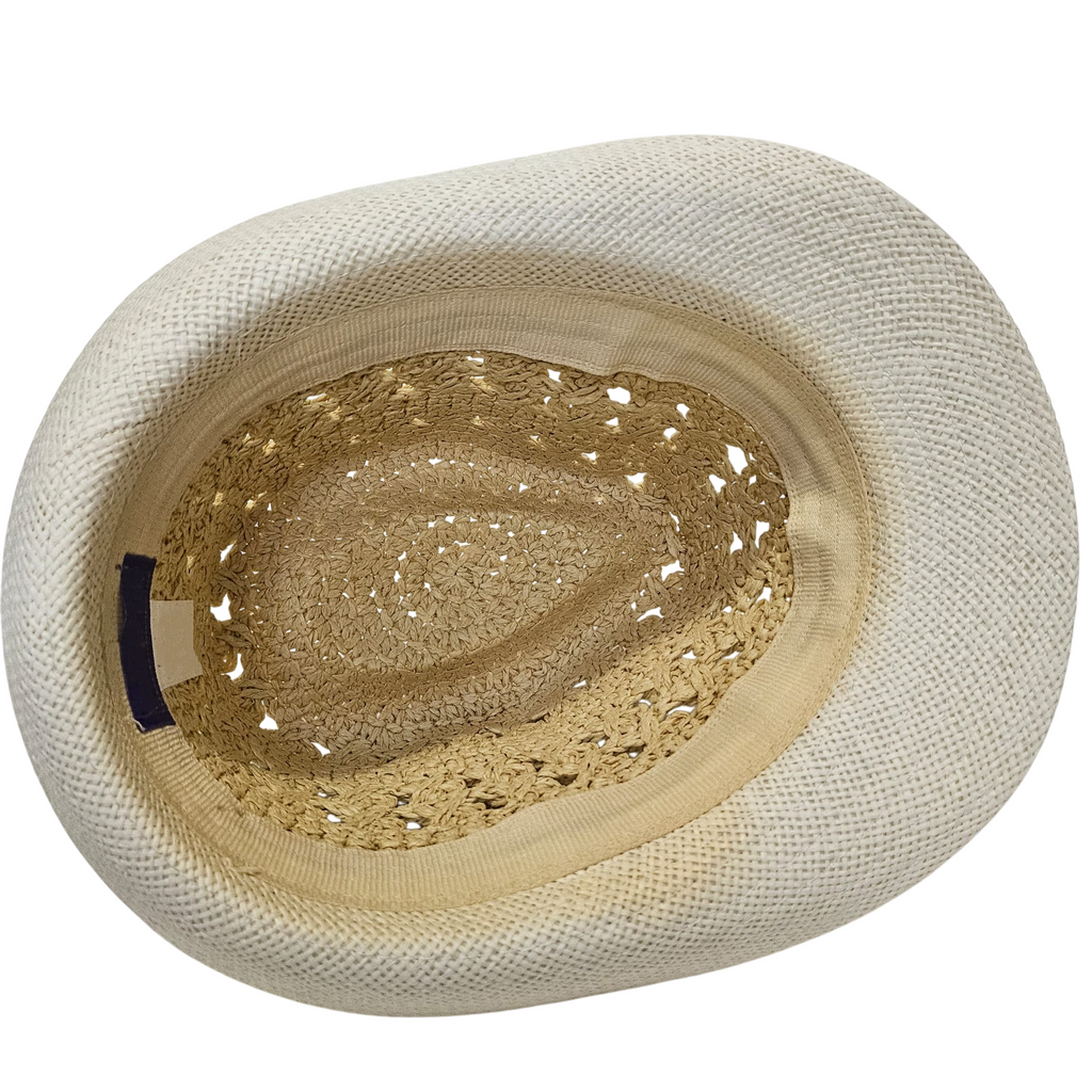 Sombrero de Paja Calado para Hombre y Mujer Adulto - Sombrero de Sol Estilo Panamá Bicolor Resistente, Gorro de Verano Unisex Ajustable para Playa y Eventos (Talla Única 57-58cm)