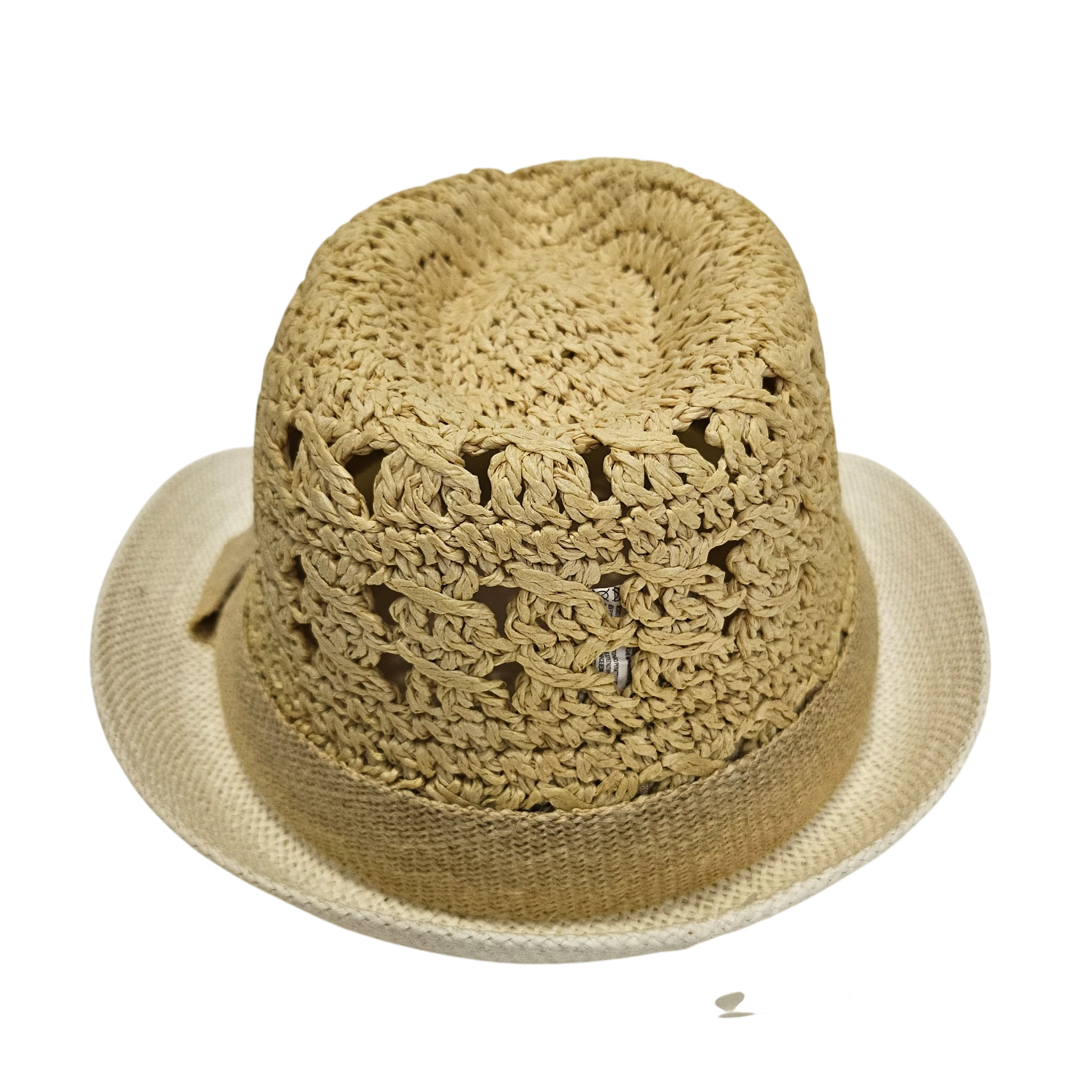 Sombrero de Paja Calado para Hombre y Mujer Adulto - Sombrero de Sol Estilo Panamá Bicolor Resistente, Gorro de Verano Unisex Ajustable para Playa y Eventos (Talla Única 57-58cm)
