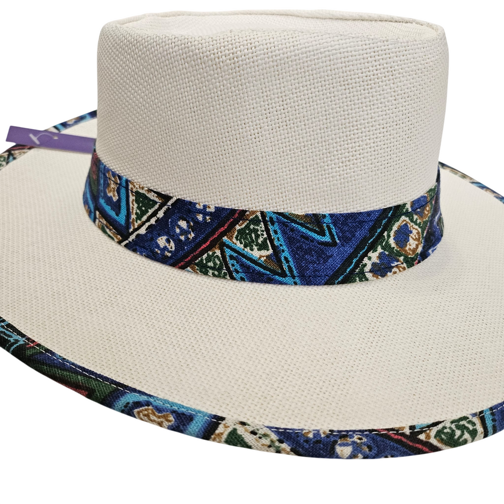 Sombrero de Paja Blanco de Verano Unisex – Sombrero de Sol Ala Ancha 8cm, Talla Única Ajustable (57-58cm), Estilo Bohemio para Playa y Viajes