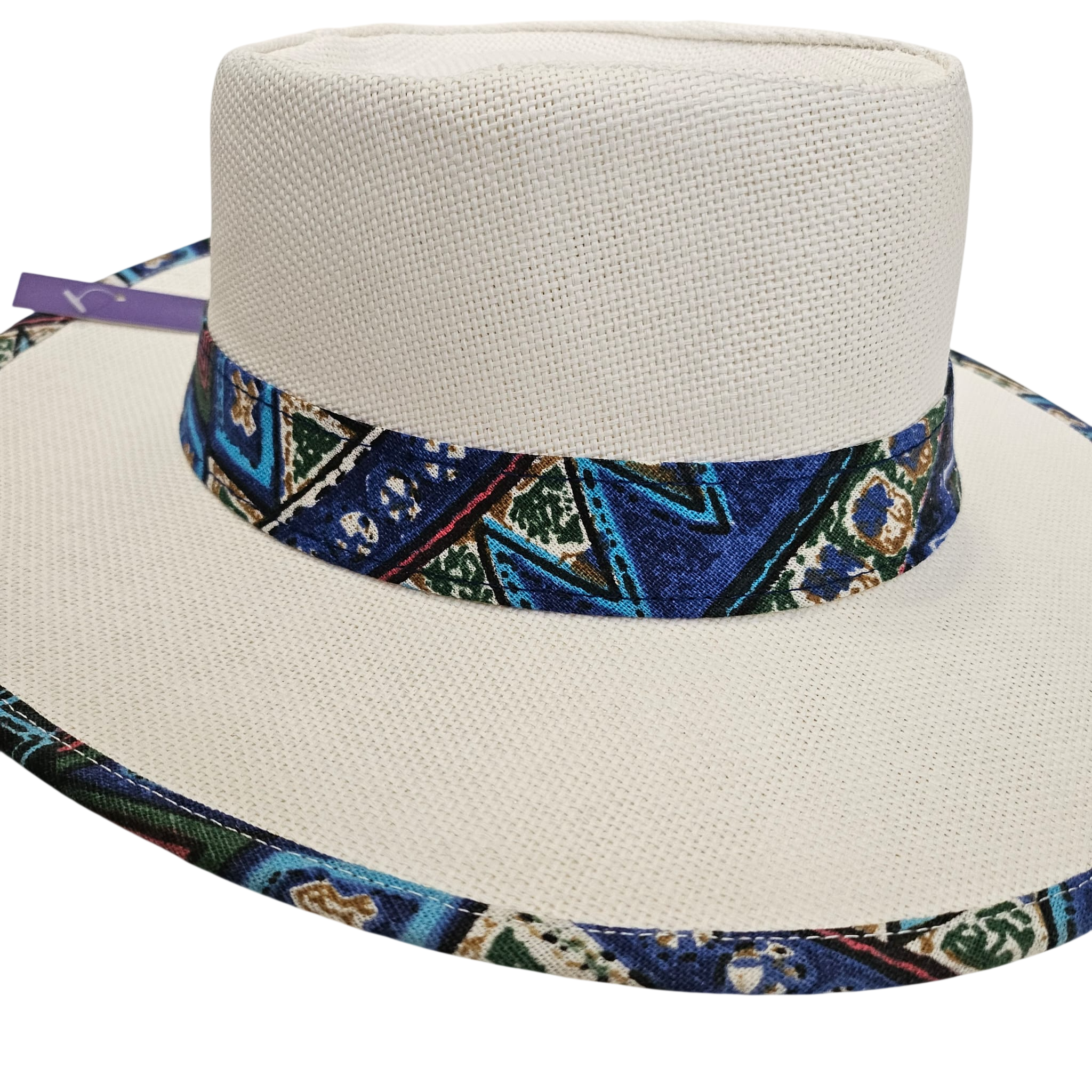 Sombrero de Paja Blanco de Verano Unisex – Sombrero de Sol Ala Ancha 8cm, Talla Única Ajustable (57-58cm), Estilo Bohemio para Playa y Viajes