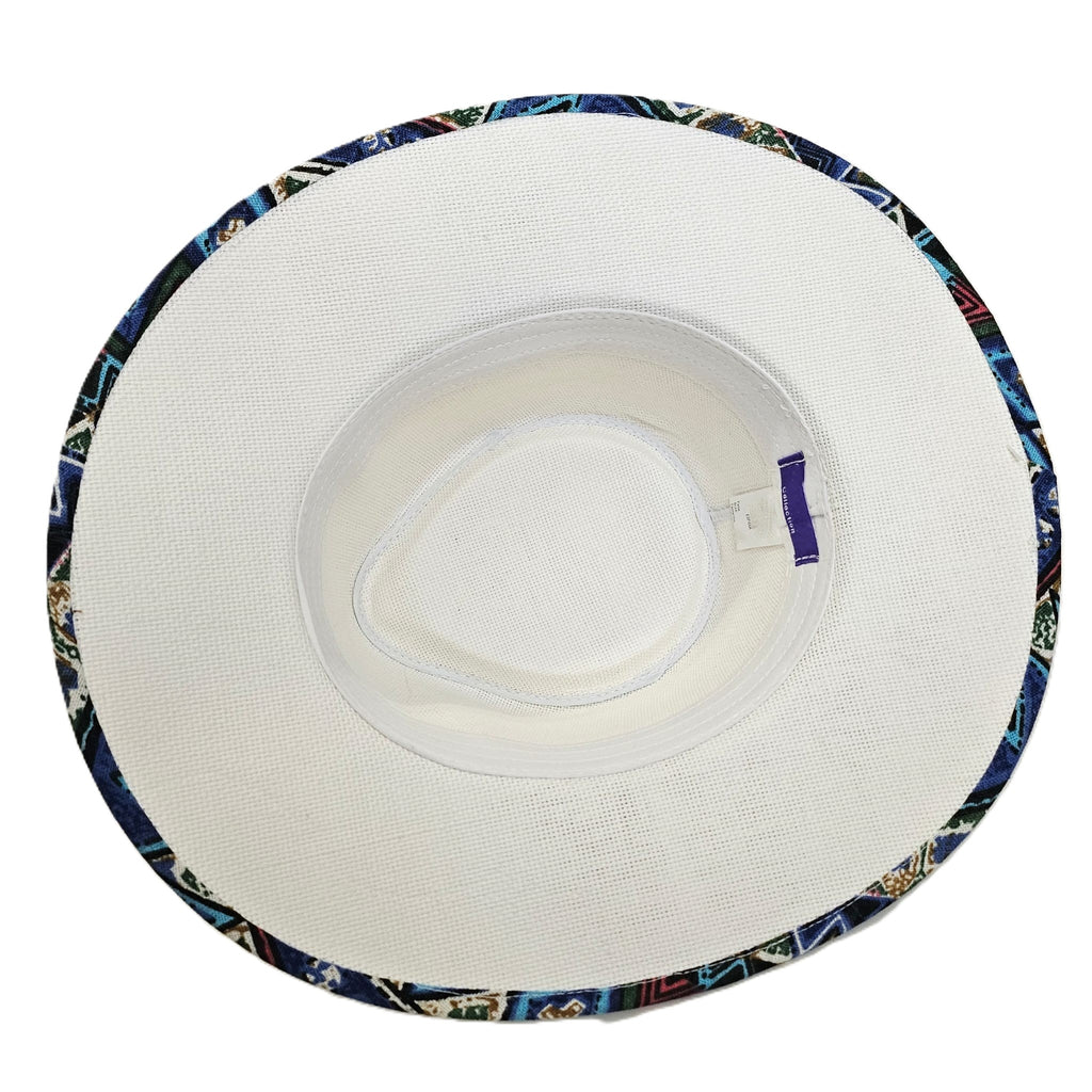 Sombrero de Paja Blanco de Verano Unisex – Sombrero de Sol Ala Ancha 8cm, Talla Única Ajustable (57-58cm), Estilo Bohemio para Playa y Viajes