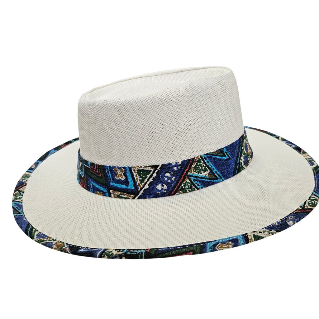 Sombrero de Paja Blanco de Verano Unisex – Sombrero de Sol Ala Ancha 8cm, Talla Única Ajustable (57-58cm), Estilo Bohemio para Playa y Viajes